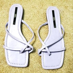NWT Zara Flat Strappy Square Toe Sandals Purple US Size 8 Women
